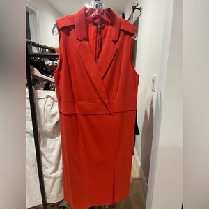 Halston Heritage Orange Sleeveless Wool Shift Dress